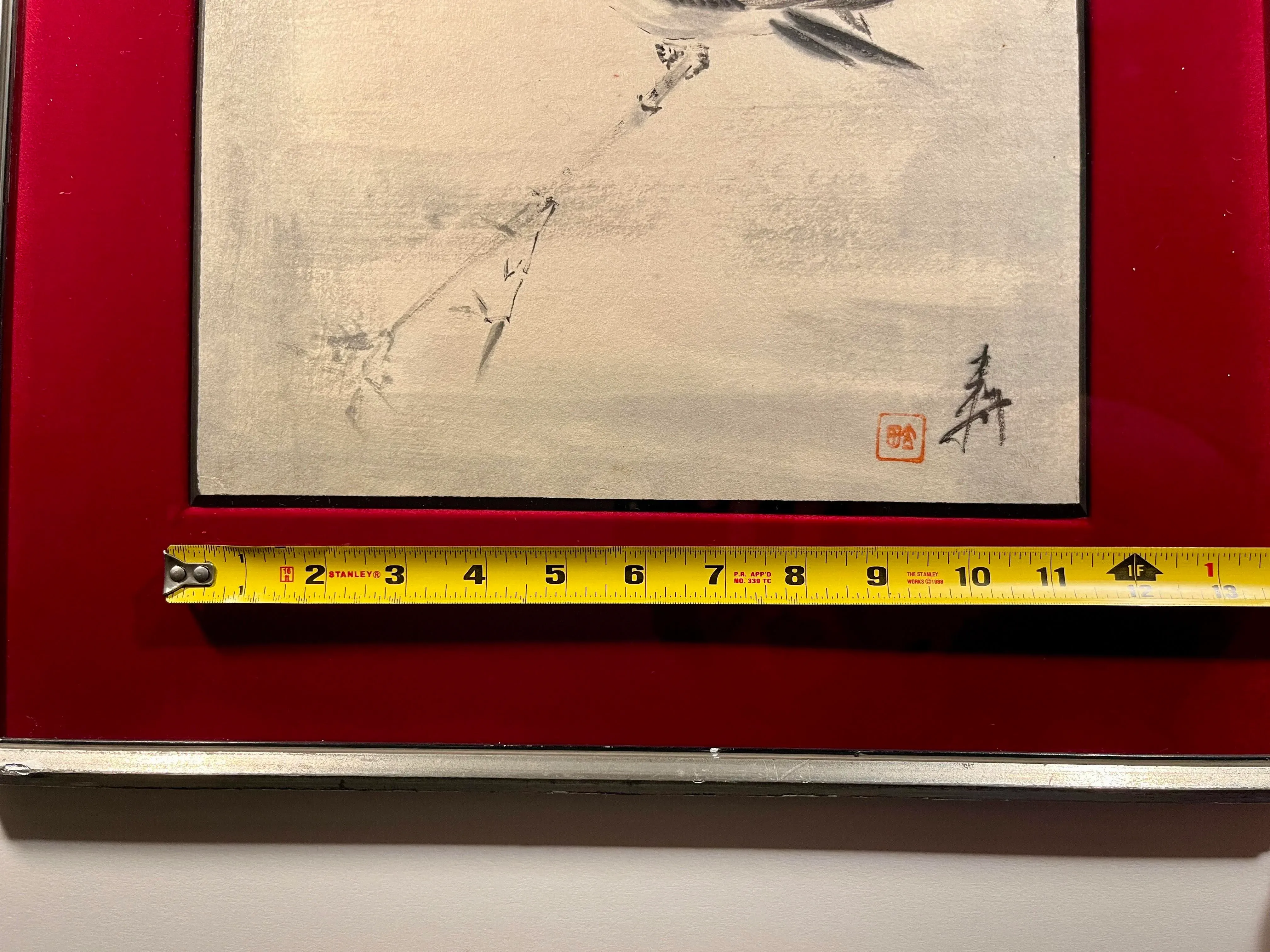 Vintage 1940's Sumi-E Japanese Ink Wash Monochrome Painting Signed