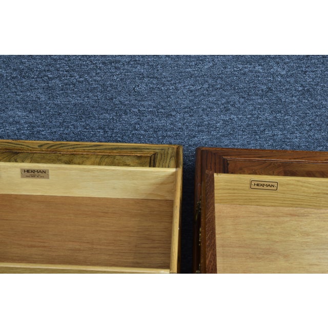 1980s 1980s Rustic Country Banded Walnut Accent End Tables by Hekman Furniture - a Pair For Sale - Image 5 of 10