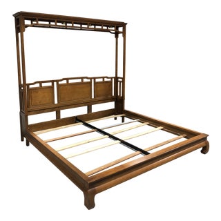 1960s Chinoiserie Century Furniture King Canopy Bed With Overhead Lighting For Sale