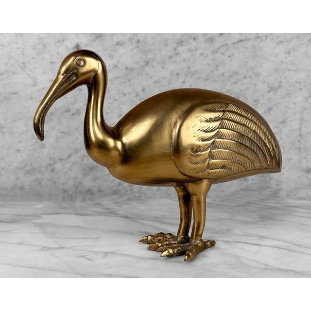Hollywood Regency Vintage Coastal Regency Brass Ibis Bird Sculpture - 13" For Sale - Image 3 of 9