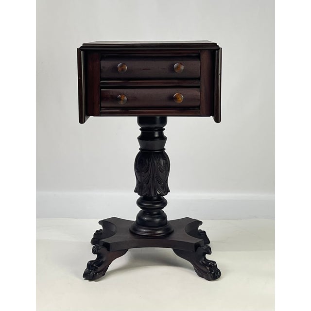 American 19th Century Empire Style Mahogany Drop-Leaf Work Table or Side Table For Sale - Image 3 of 18