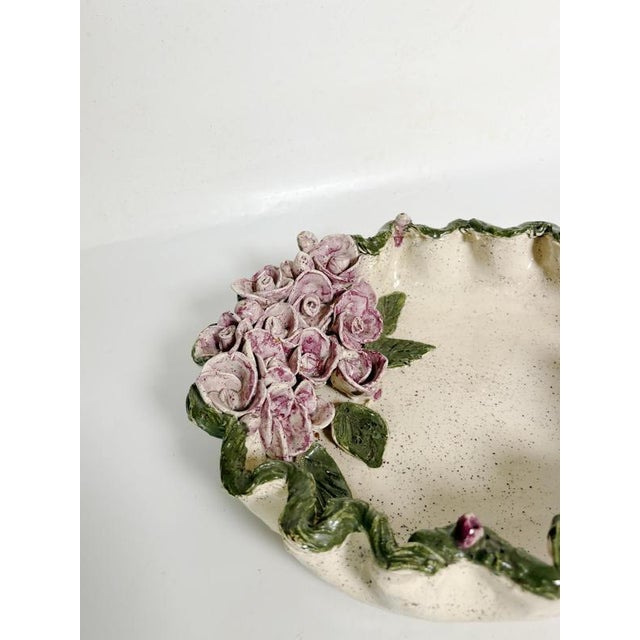 Pottery Vide-Poche with Floral Decorations, France, 1970s For Sale - Image 4 of 9