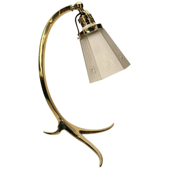 Metal Brass and Milk Glass Shade Table Lamp, 1910 For Sale - Image 7 of 7