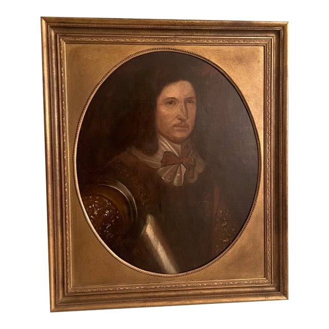 Antique English Oil Painting Portrait of Gent in Armor Circa 1820 For Sale