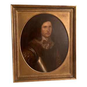 Antique English Oil Painting Portrait of Gent in Armor Circa 1820