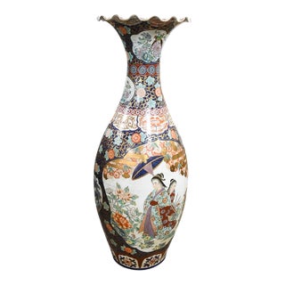 Antique Meiji Imari Ruffled Trumpet Palace Vase For Sale