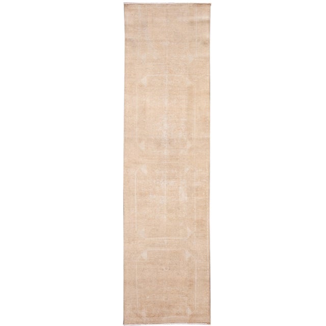 Vintage Turkish Handmade Beige Medallion Wool Runner For Sale - Image 10 of 10