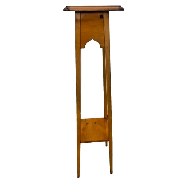 Vintage Lane Wood Plant Stand Museum Folk Art Pedestal Tall Accent Table For Sale In Palm Springs - Image 6 of 14