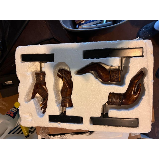 1970s Vintage Oriental Resin Mudra Hand Sculptures - Set of 4 For Sale - Image 9 of 9