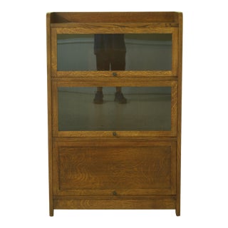 Stickley 3 Section Mission Oak Barrister Bookcase For Sale