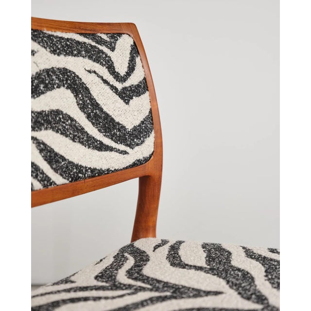 Model 80 Dining Chairs in Teak with Zebra-Print Upholstery by Niels O. Møller for j.l. Møllers, Denmark, 1960s, Set of 6 For Sale - Image 11 of 18