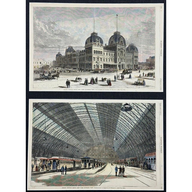 Original hand colored wood engravings from Harper's Weekly, February 3, 1872. The unique pair present a historical before-...