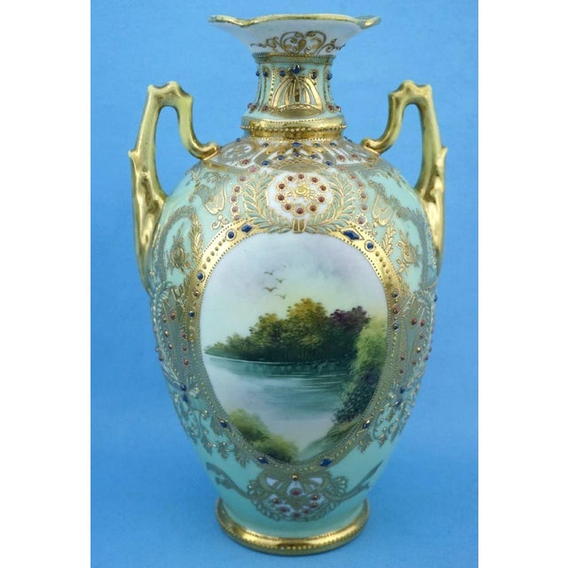 20th Century Empire Japanese Porcelain Vases with Gold Moriage Decoration, Noritake, 1890s, Set of 2 For Sale - Image 12 of 18