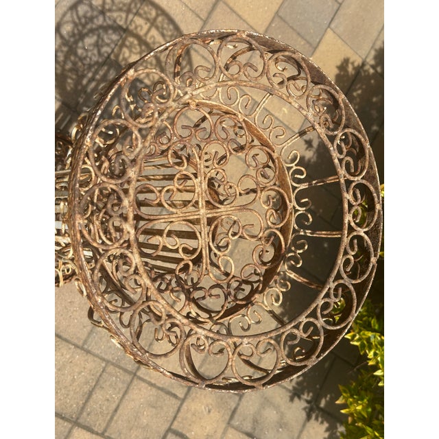 1950s Vintage French Decorative Scrollwork Iron Plant Pedestal For Sale - Image 5 of 12