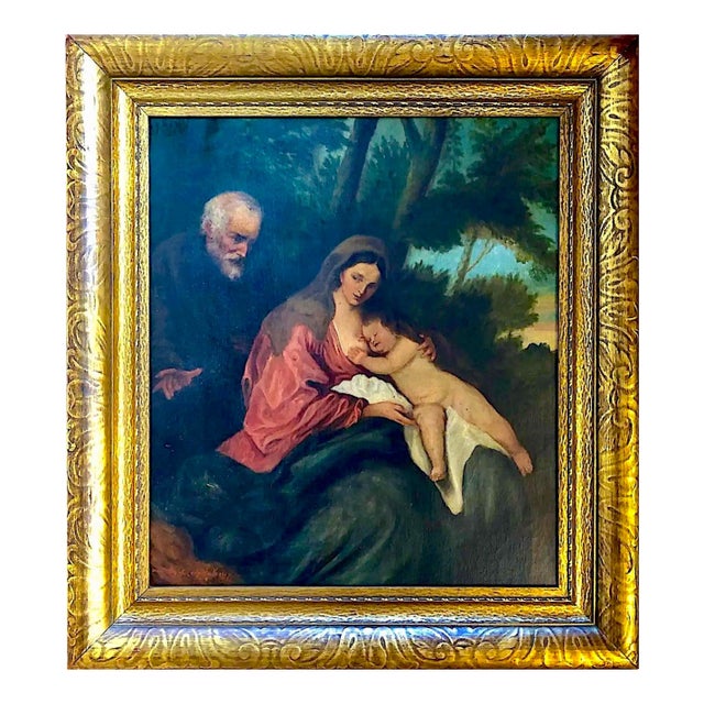 18th- To 19th-Century Old Master “The Rest of the Holy Family During the Flight Into Egypt” After Anthonius Van Dyck For Sale