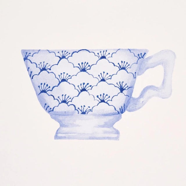 Schumacher Sample - Schumacher Onie's Teacups Wallpaper in Porcelain For Sale - Image 4 of 7