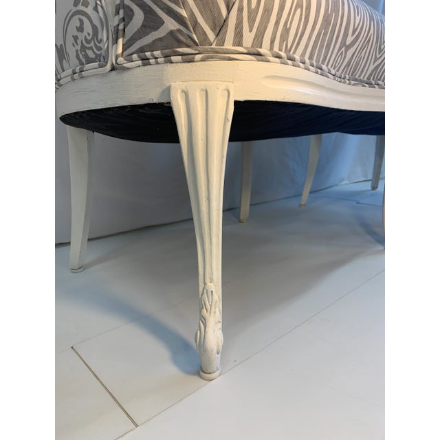White Antique French Bergere Chairs and Ottoman Set- 3 Pieces For Sale - Image 8 of 11