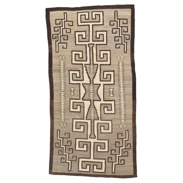 Navajo Transitional Rug Cira 1890 Geometric Meander Key Fret Diamond Design Fine For Sale - Image 18 of 18