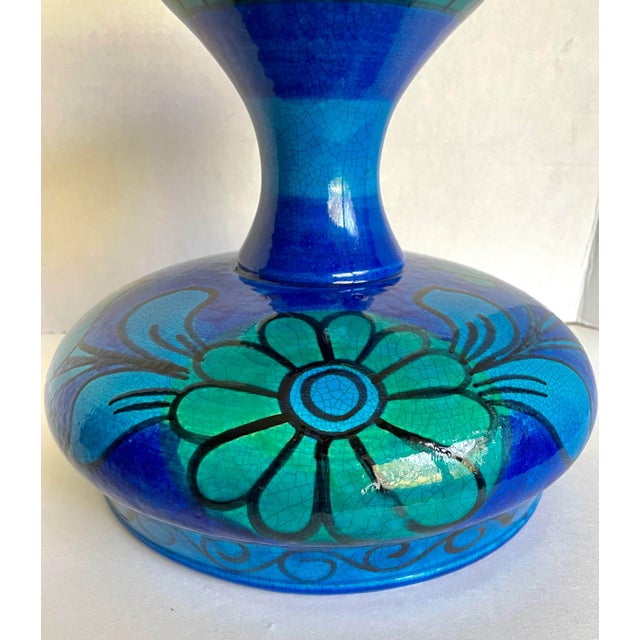 Vintage Italian Ceramic Glazed Pedestal Bowl For Sale - Image 10 of 13