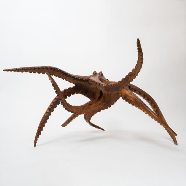 Contemporary 1990s Monumental Hand-Carved Balinese Suar Wood Octopus Sculpture For Sale - Image 3 of 17