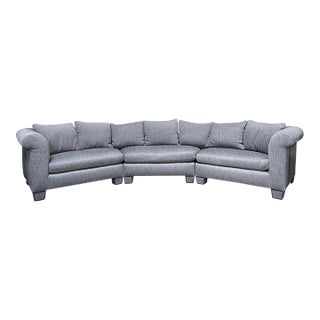 Custom Slate Upholstered Wedge Sectional Down Filling Nailhead Trim For Sale