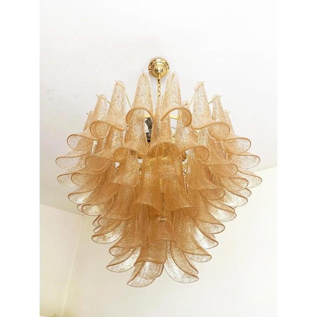 Early 21st Century Clear and Gold Murano Glass Petali-Selle Chandelier by Simoreng For Sale - Image 5 of 10