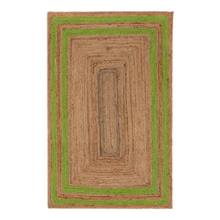 8x10ft. Green Border Rectangle Jute Handmade Rug For Sale