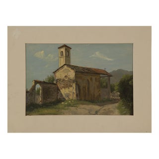 Mid-Century Italian Oil on Canvas Landscape For Sale