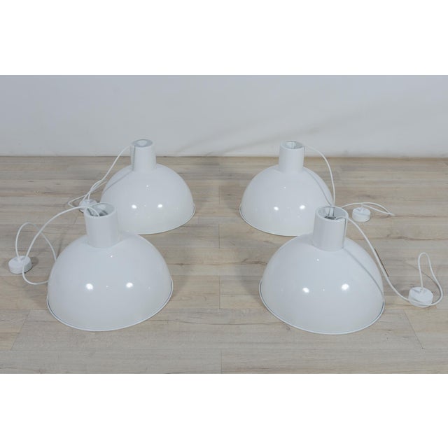 White Mid-Century Danish Bunker Pendant Lamp by Johannes Hammerborg for Fog & Menup, 1970s For Sale - Image 8 of 17