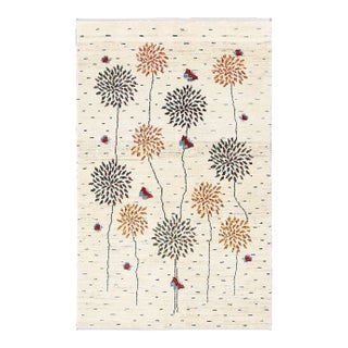 Ivory Color Hand Knotted Persian Gabbeh For Sale