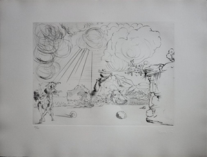 Salvador Dali, Plage à Cadaques, Etching