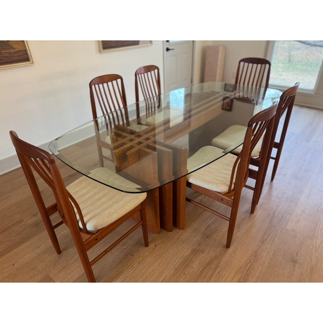 1960s Mid-Century Modern 'Benny Linden' Dining Room Table With Six Chairs For Sale - Image 4 of 10