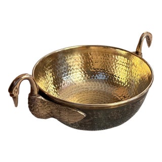 Vintage Solid Brass Swan Bowl For Sale