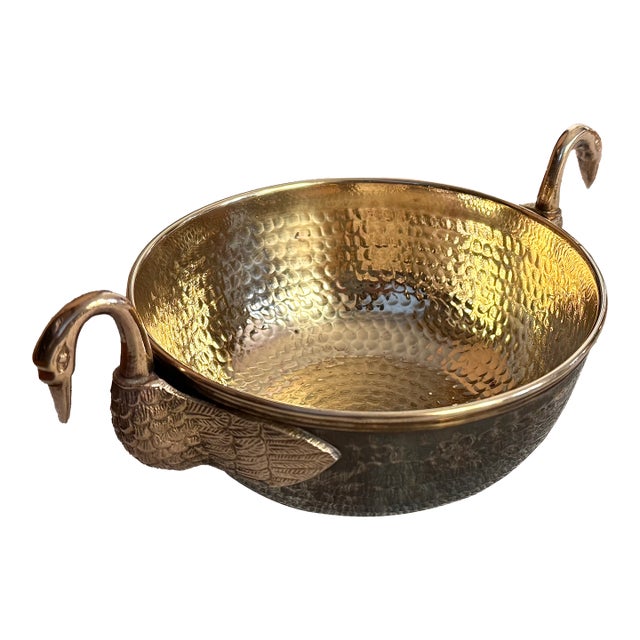 Vintage Solid Brass Swan Bowl For Sale