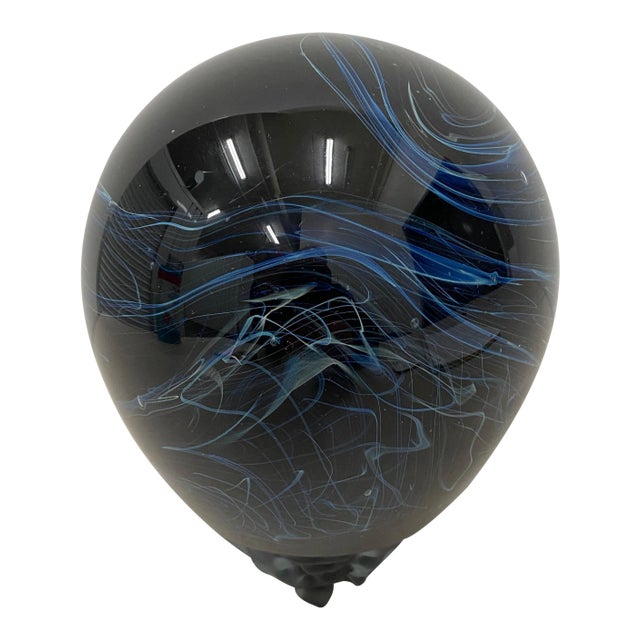 Bill Slade "Modern Blue Swirl" Art Glass Sculpture C.1990 For Sale