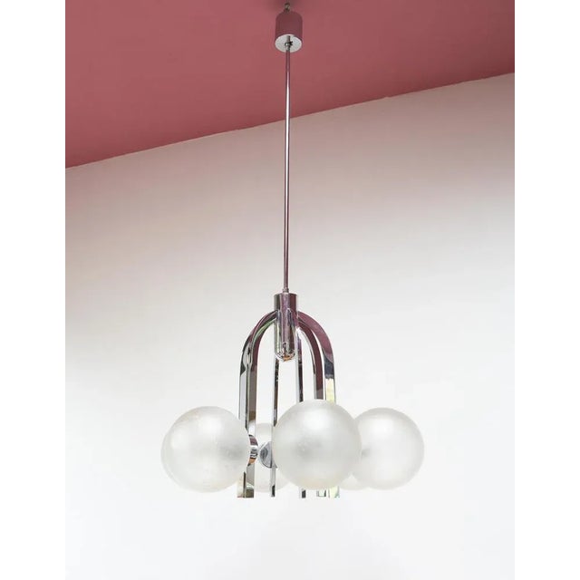 Silver German Sputnik Pendant Steel and glass, 1960s For Sale - Image 8 of 11