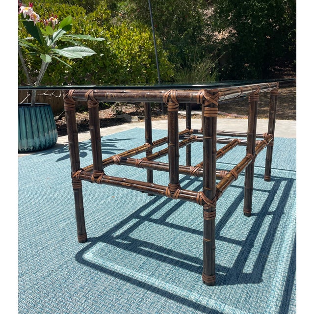 Organic modern style coffee table by luxury brand McGuire of San Francisco. Crafted of bundled bamboo over an internal...