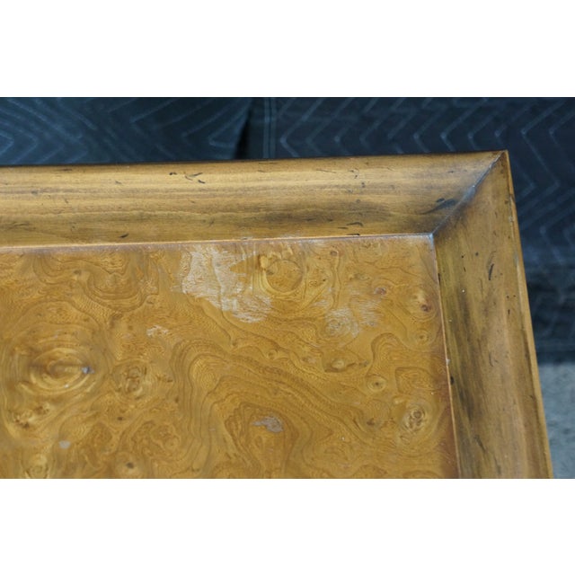 1970s Rare Pair Baker Furniture Queen Anne Walnut Burl Vitrine Display Accent Tables For Sale - Image 9 of 18