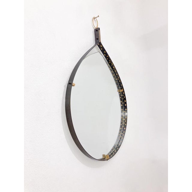 Mid-Century Modern Brass and Steel Drop-Shaped Mirror, Italy, 1970s