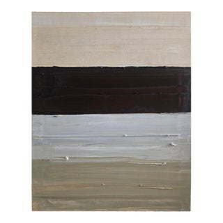 24" X 29" - Abstract Minimalist Landscape Oil Painting by Diane Grant / Natural Color Palette / Color Field / Seascape / Beach Art For Sale