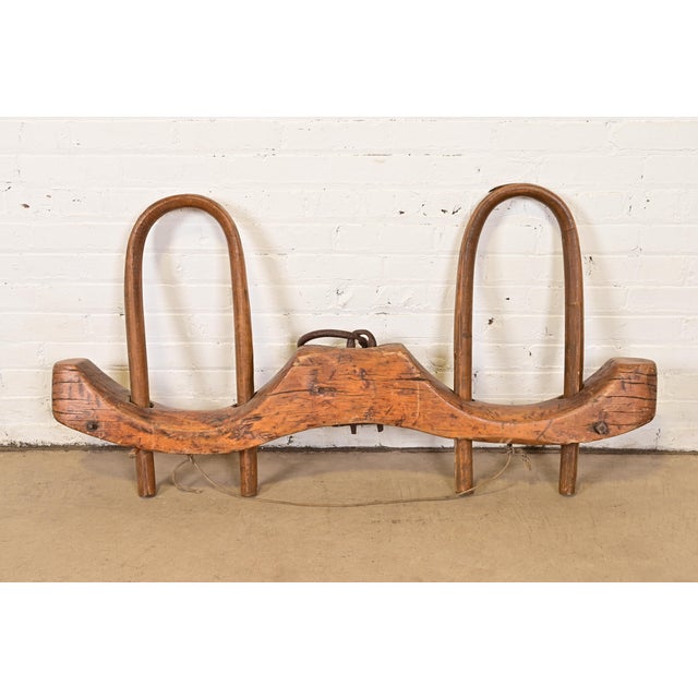 Antique Wooden Ox Yoke – Hand-Carved Farm Wall Sculpture For Sale - Image 12 of 14