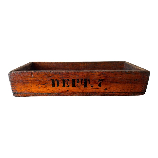 Antique Industrial Dovetail Wood Factory Tray For Sale - Image 4 of 18