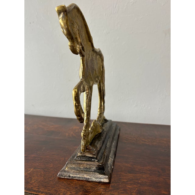 English Antique English Brass Horse Door Stop For Sale - Image 3 of 6