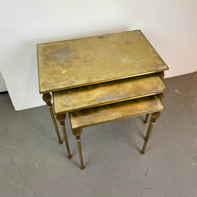 Brass Nesting Tables from Maison Baguès, France, 1950s, Set of 3 For Sale - Image 14 of 14