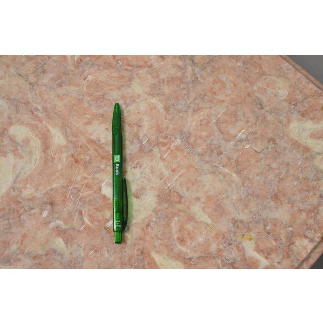 Vintage French Louis XVI Style Pink Marble Top Low Drinks Side Tables - A Pair For Sale - Image 9 of 16