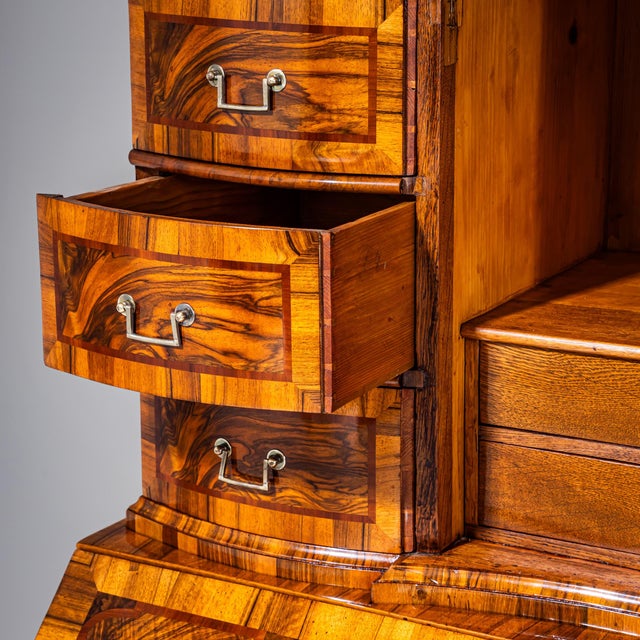 Baroque Slant-Front Secretary in Walnut, Mid-18th Century For Sale - Image 10 of 12