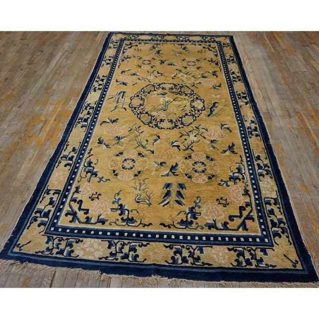 Antique Chinese - Ningxia Yellow 1825 Rug, Circa Date: 1825. This exceptional example of an early 19th-century Ningxia...