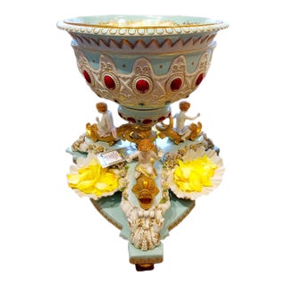 1940s Detailed Porcelain Urn Centerpiece From Germany With Sea Motif For Sale