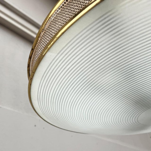 Mid-Century Modern German Metal, Mesh and Glass Plafoniere Pendant Lamp, 1960s For Sale - Image 6 of 18