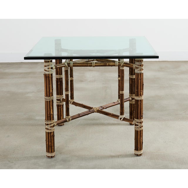 McGuire Organic Modern Bamboo Glass Breakfast Dining Table For Sale - Image 10 of 12